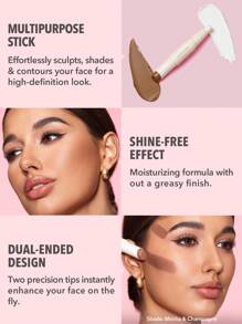 SHEGLAM Color & Sculpt Stick-Pearl & Sand 2 In 1 Contour Dual Head Highly Pigmented Non-Fading Dual-Use Highlighter Contouring Brightening Pro Contour & Bronzer Brand Beauty Makeup Face Paint Cosmetic For Women Girls Perfect For Winter Spring Ideal For Y2K Fancy Fashion Suitable For Birthday Gift Party Ready Best Color - Pearl & Sand - View 3