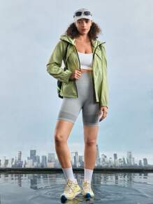 In My Nature Women's Outdoor Sports Urban Commuting Jacket, Lightweight Loose Hooded Coat - Olive Green - View 6