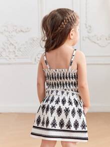 SHEIN 2pcs Baby Girl Floral Printed Tank Top And Skirt Set, Summer - Multicolor - View 2