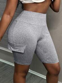 Slaydiva Summer Casual Street Workwear, Three-Dimensional Pockets, Wide Waist, Slim Fit Trousers, Cycling Pants, Light Gray Knitted Women's Shorts