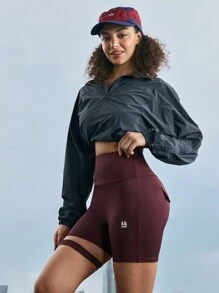 In My Nature Women's Sports Yoga Fitness Shorts Running Training Shorts - Burgundy - View 9