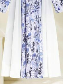 Al Najma Ladies' Printed Simple Every Day Abaya With Arab Design - Multicolor - View 5