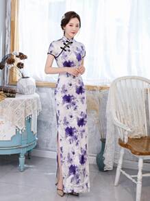 Fikoo Women Slim Fit Cheongsam Dress, Chinese Style Long Dress