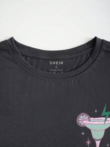 INAWLY Women's Summer Palm Tree Letter Print Round Neck Short Sleeve Casual T-Shirt TANNED AND TIPSY Graphic Tees Women Tops