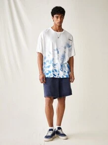 Manfinity VCAY Men's Casual Knitted Casual Shorts With Letter Print Pockets