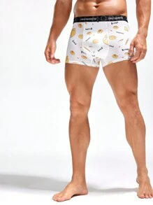 Men's 4pcs Full Print Letter Woven Boxer Shorts Set - Multicolor - View 10