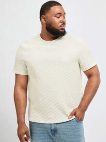 Manfinity Homme Men's Plus Size Solid Color Round Neck Casual Short Sleeve T-Shirt For Summer - Apricot - View 5