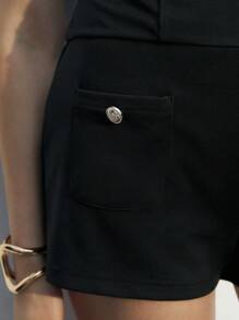 Maija 女士简约黑色纯色性感抹胸网眼撞色连身裤，适合派对和音乐节 - 黑色 - 查看 8