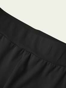 INAWLY 女性高腰Y2K短褲，訂製字樣印花性感短褲 - 黑色 - 查看 3