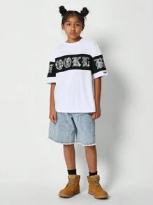 SUMWON Tween Girls Tee With Wrap Around Brooklyn Print - White - View 4