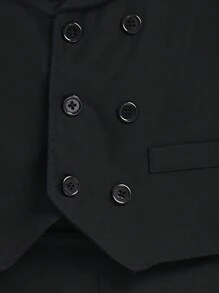 SHEIN 3pcs Black Bowtie, Lapel Waistcoat And Pants Gentleman Suit Set, Suitable For Birthday Party, Banquet, Wedding