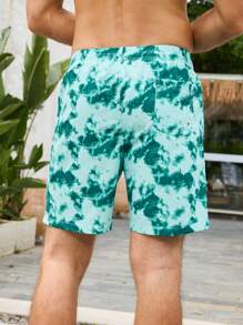 Surfspeed Men's Tie-Dye Print Drawstring Waist Beach Shorts (Random Cut Print) - Multicolor - View 2