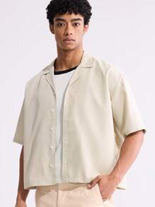 Forever 21 Camisa de manga corta y corte cuadrado para hombre en color beige - Beis - Ver 1