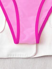 SHEIN Swim Women's Summer Beach Contrast Trim Sexy Bikini Set Bathing Suit - Multicolor - View 5