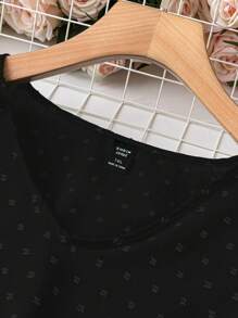 SHEIN LUNE Áo sơ mi hàng ngày đơn giản màu trơn cho nữ Plus Size - màu đen - Xem 4