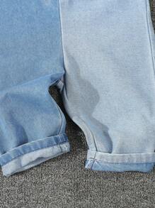 Bộ áo liền quần denim có thể đảo ngược thêu gấu dễ thương cho bé trai, thoải mái và mềm mại cho kỳ nghỉ - Rửa trung bình - Xem 7