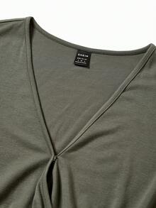 SHEIN 休閒針織純色舒適簡單孕婦裝 - 軍綠色 - 查看 10