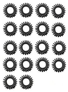 18个黑色螺旋发圈，高弹力，不伤发，休闲马尾辫发圈，发绳，发圈，发饰，头饰
