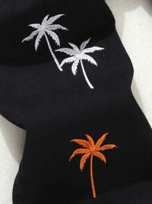 Jeans rasgados casuales de moda callejera para niño preadolescente con bordado de palmeras y colores variados