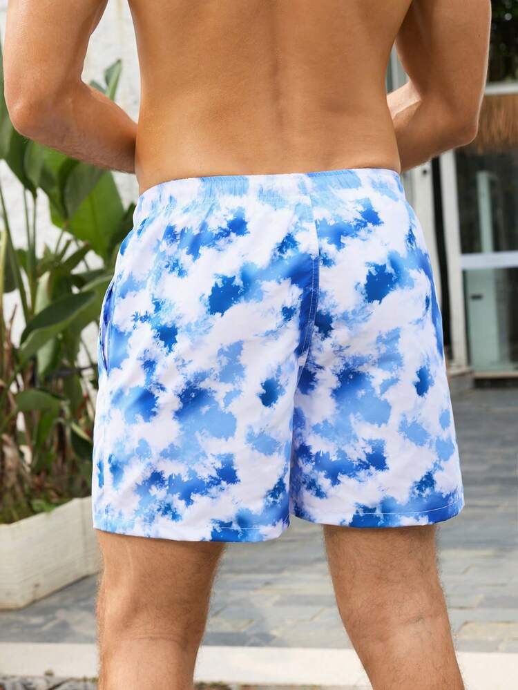 Men's Tie Dye Drawstring Casual Beach Shorts, Perfect For Vacation
