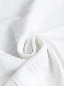SHEIN LUNE Áo sơ mi ngắn tay cổ chữ V cỡ lớn mùa hè thông thường để kết hợp với kỳ nghỉ - Đen và trắng - Xem 3