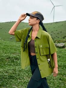 In My Nature Camicia casual da donna a maniche corte senza fantasia per uso esterno