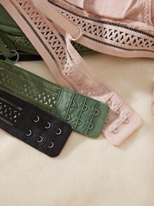 3 件套女士纯色蕾丝文胸内衣套装