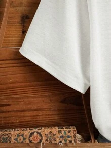 少女休閒復古花卉短袖T卹，圓領設計，適合夏天穿著 - 白色 - 查看 3