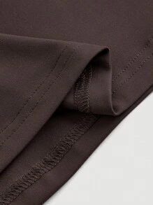 SHEIN MOD Women's Grey V-Neck Waist-Cinching A-Line Dress