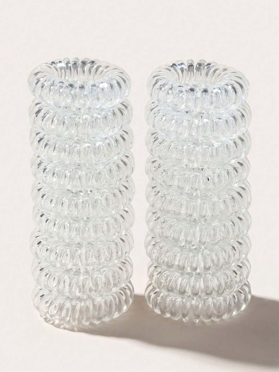 18 Stück transparente Spiral-Haargummis, hohe Elastizität, keine Haarschäden, lässige Haargummis für Pferdeschwänze, Haargummis, Haargummis, Scrunchies, Haarseile, Haarzubehör, Haaraccessoires, Gummibänder - Weiss - Übersicht 1