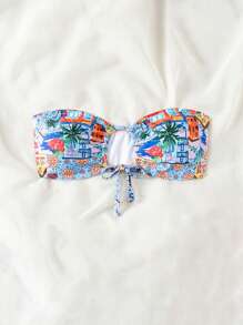 SHEIN Swim 女性夏季沙灘熱帶印花泳裝上衣