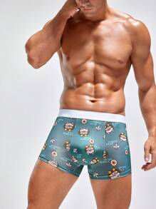 Men's Cartoon Printed Knitted Boxer Briefs - Multicolor - View 4