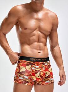 Men Fashionable Boxer Shorts With Hamburgers, Fries, And Donuts Print