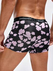 Men's Lucky Clover Print Alphabet Weave Belt Boxers
