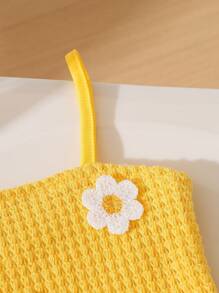 寶寶女孩夏季裝，夏季花卉刺繡背心＆短褲2件套 - 黃色 - 查看 3