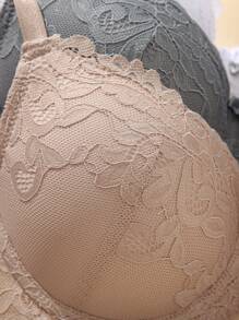 Snug Zone Conjunto de 5 piezas de sostén con push-up romántico y encantador, de tipo ajustable, ropa interior para uso diario - Multicolor - Ver 3