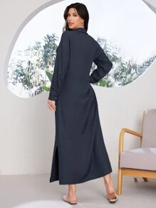 Seusyu Ladies' Plain And Simple Everyday Arabian Dress - Navy Blue - View 2
