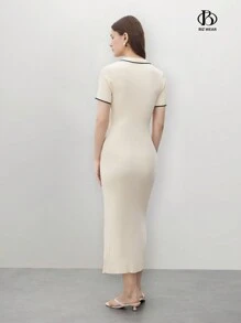 BizChic Vestido casual de mujer con media solapa, conjunto de ropa de mujer para otoño