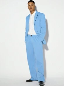 Manfinity VCAY Woven Casual Fancy Suit, 2pcs Set (Long-Sleeved Top And Pants)