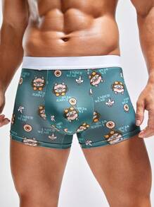 Men's Cartoon Printed Knitted Boxer Briefs - Multicolor - View 1