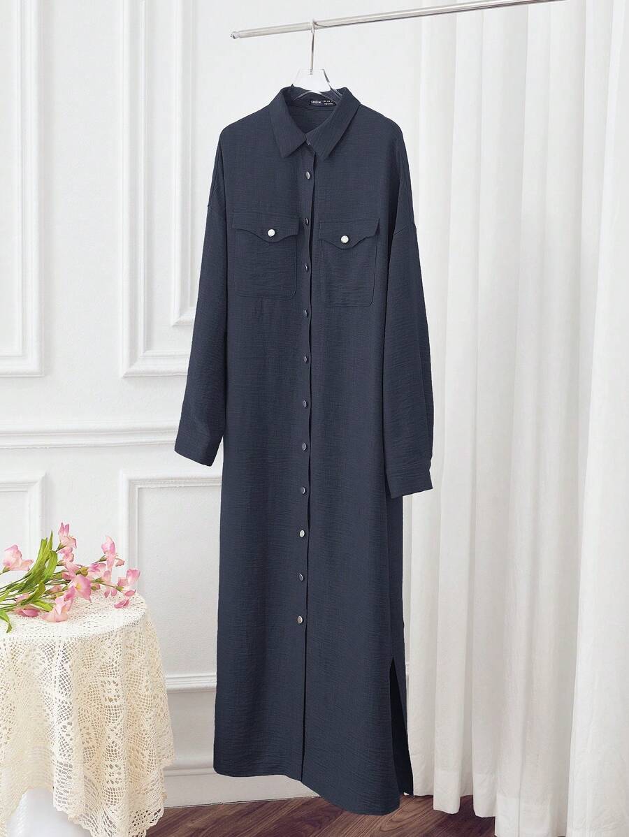 Seusyu Ladies' Plain And Simple Everyday Arabian Dress - Navy Blue - View 1