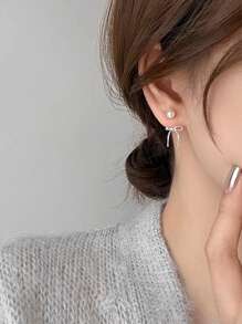 DAZY Women's Bowknot Decoration Faux Pearl Ear Studs Valentines,Mom,Mother,Mother's Day,Gift