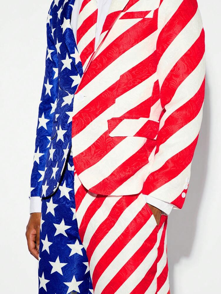 Men's Lightweight Breathable Beach Outfit: Luxurious Party/Clubwear & Business Casual Woven Suit Shorts, American Flag Design