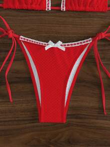 Swim Mod 2 件套女士夏季海滩蝴蝶结装饰吊带性感比基尼套装