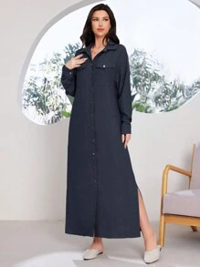 Seusyu Ladies' Plain And Simple Everyday Arabian Dress - Navy Blue - View 7