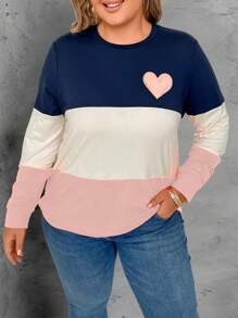 Calvaya Áo thun tay ngắn họa tiết trái tim khối màu cỡ lớn cho mùa hè Áo thun họa tiết dành cho nữ - Nhiều màu - Xem 3
