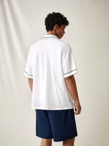 Manfinity RebelGame Men's Woven Fashionable Casual Daily Short Sleeve Printed Shirt And Shorts Set - Multicolor - View 2