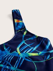 SHEIN Swim Traje de baño de una pieza de talla grande con estampado aleatorio para verano en la playa - Multicolor - Ver 4