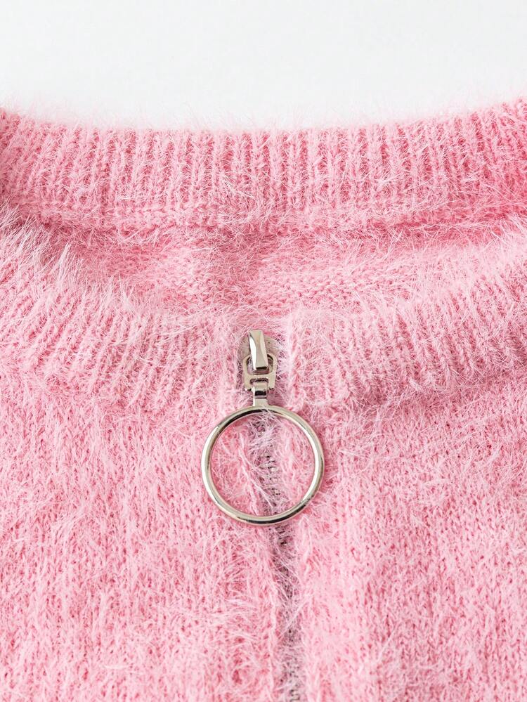 Women's Faux Pearl Beaded Half Zipper Sweater, Knit Pullover Fall Winter