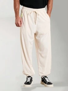 Manfinity VCAY Men's Casual Solid Color Drawstring Waist Tapered Joggers